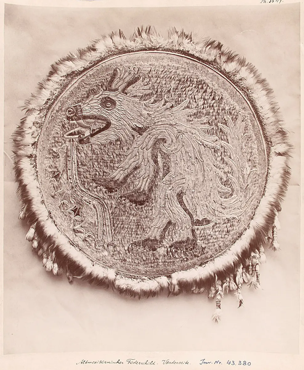 Feather shield with coyote