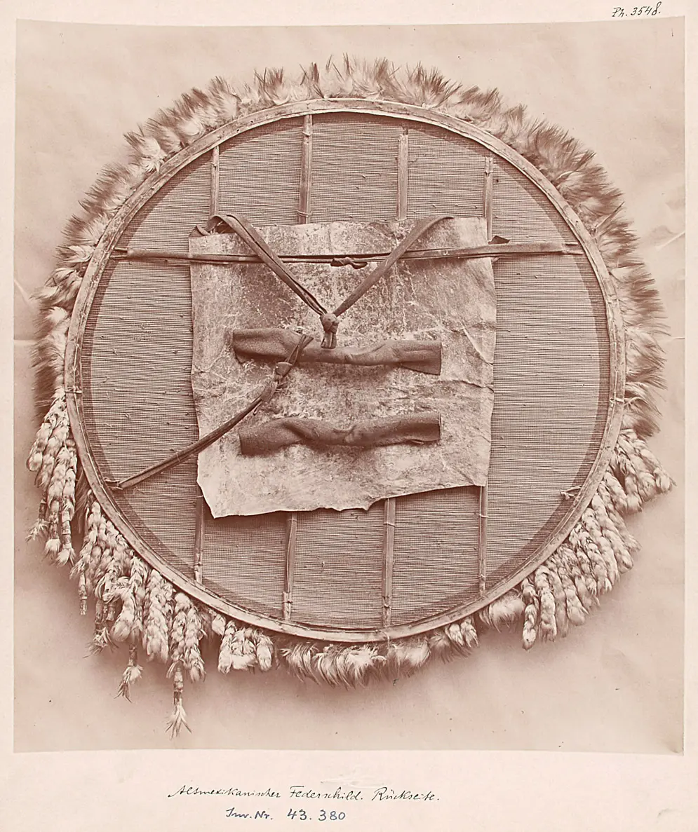 Feather shield with coyote