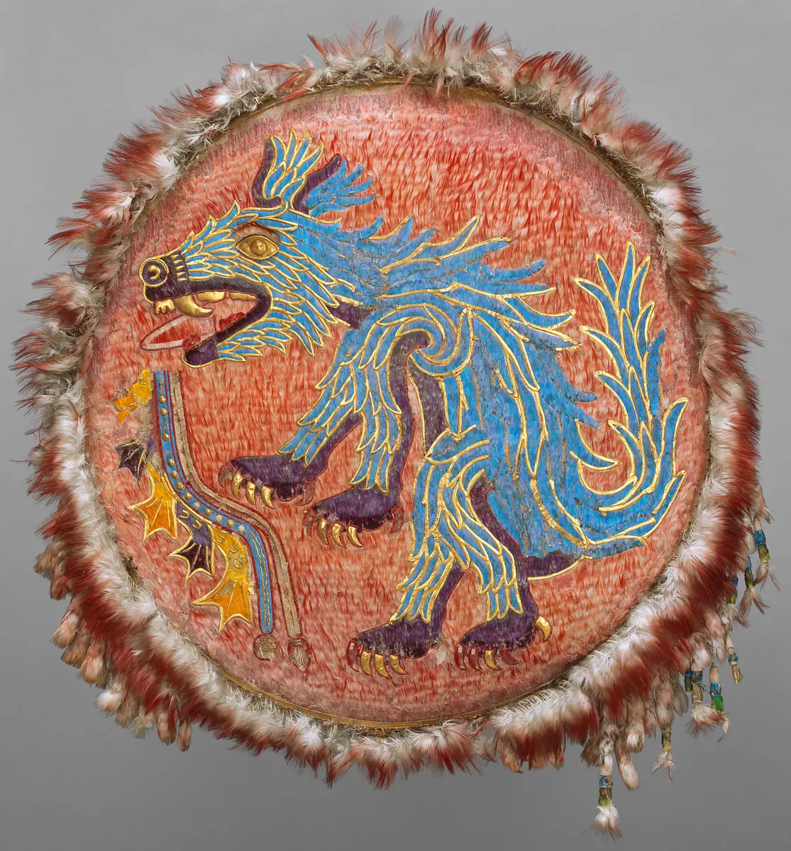 Feather shield with coyote