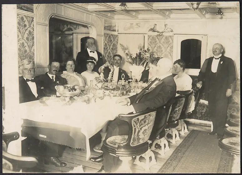 Johann Schild dining with his guests